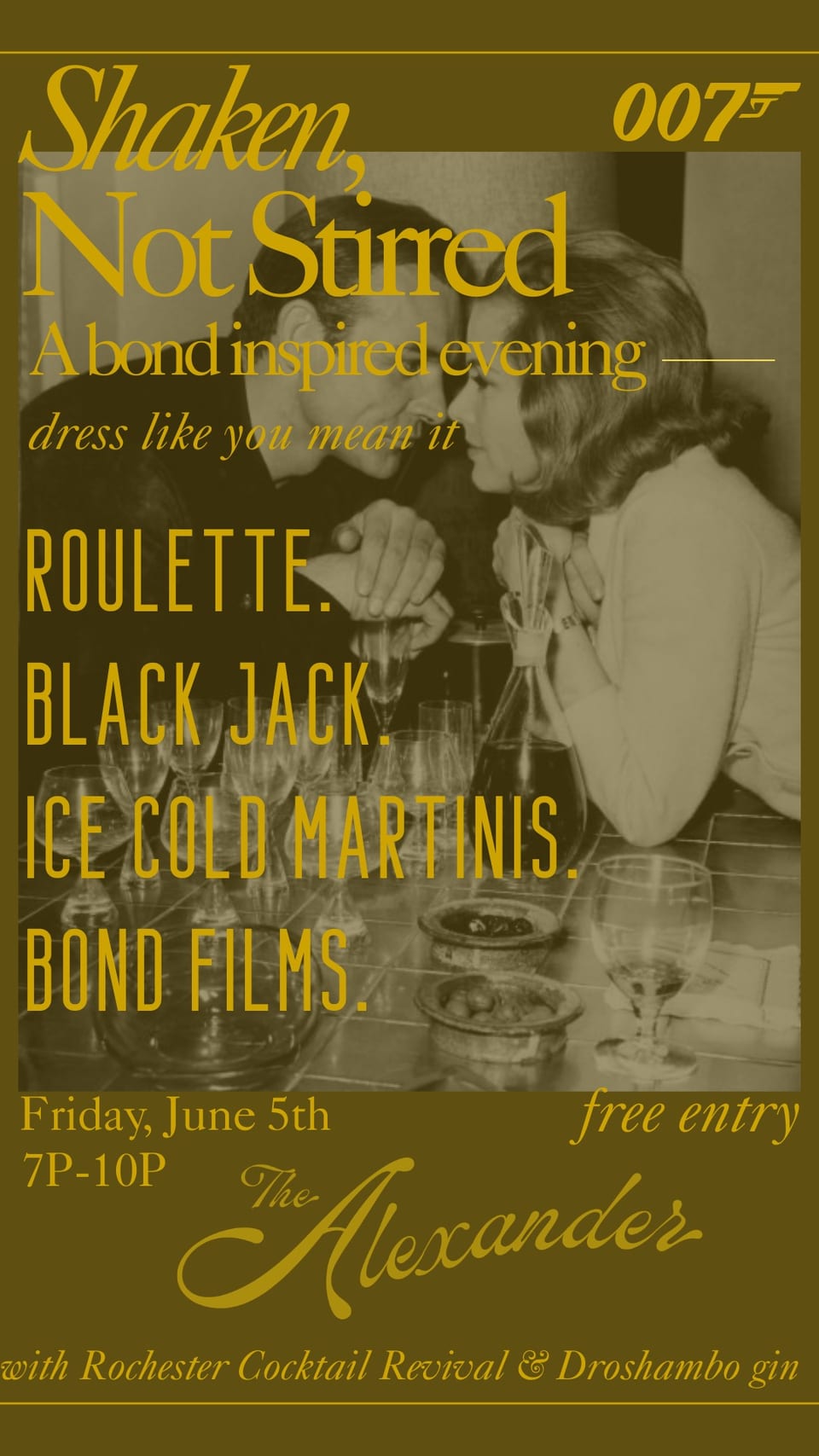 Flyer for Shaken, Not Stirred -- A Bond Inspired Evening