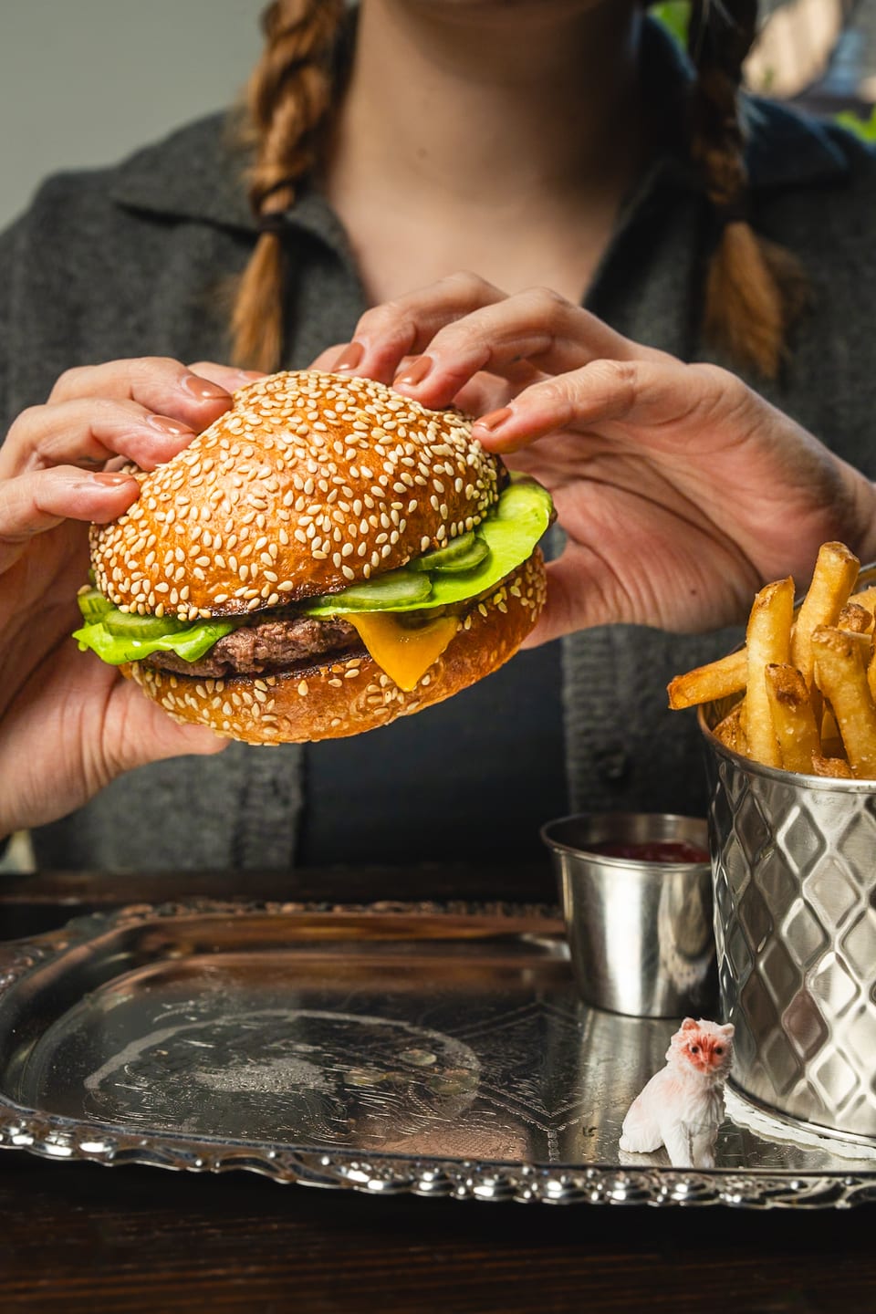 The Alexander burger with fries