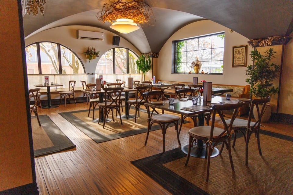 The Alexander Victorian dining room set for brunch service in morning light