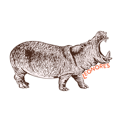 Leonore's mascot — a pen-and-ink hippo