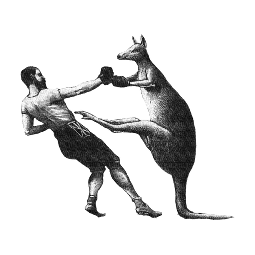 Roux mascot — a vintage boxing match illustration